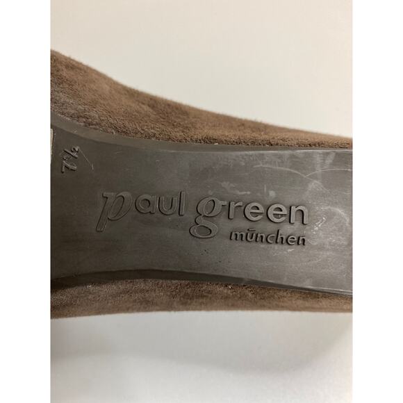 Paul Green Munchen Brown Suede Loafer Shoe Women Sz 7.5 Hidden Wedge Slip On - Picture 9 of 12